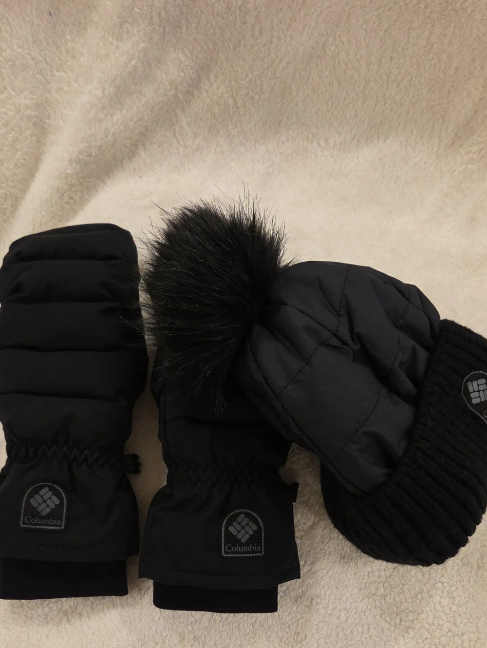 NWT Columbia Snow Diva Beanie & Insulated Mitten Set Black Omni-Shield Winter